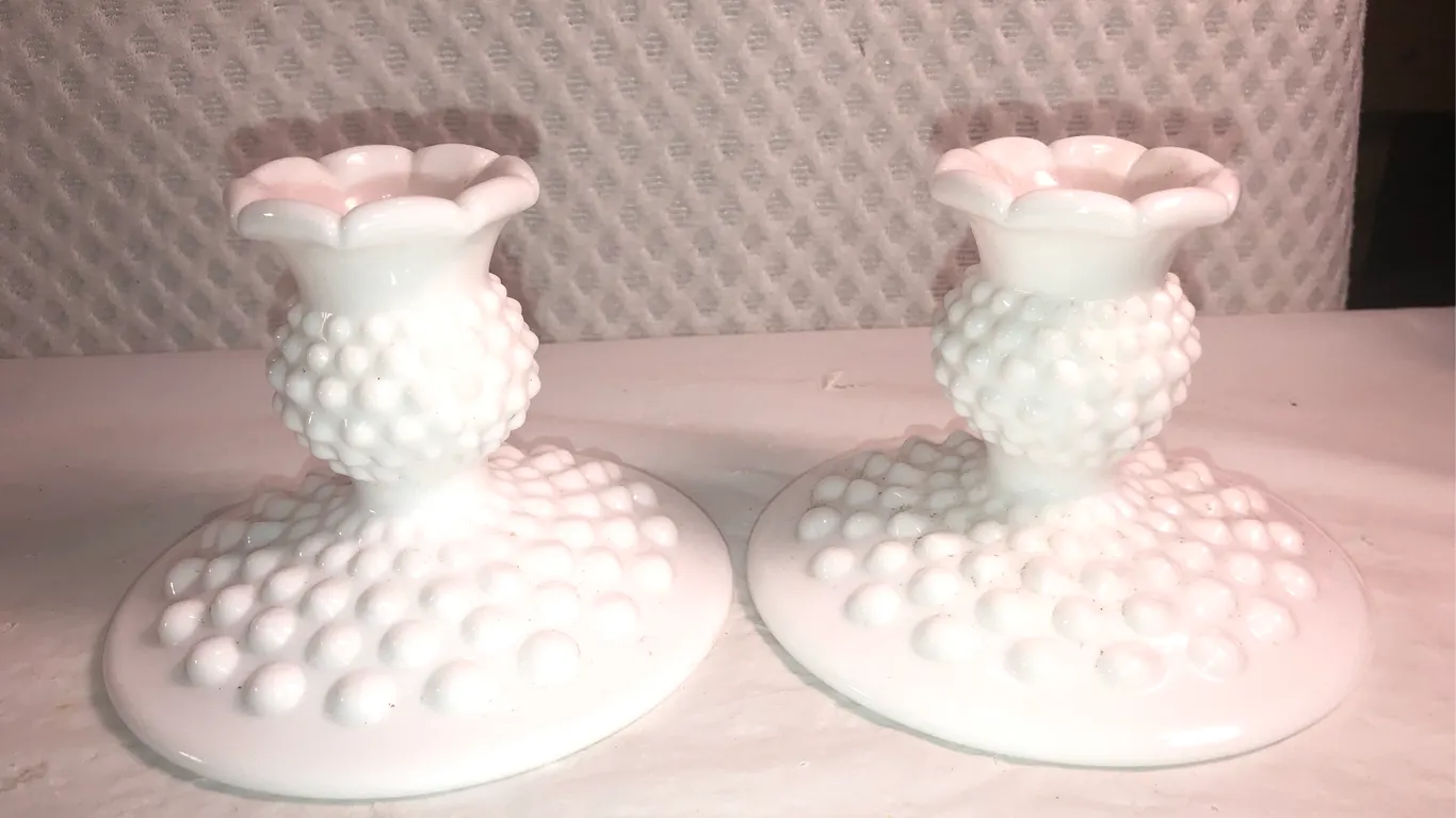 Fenton Hobnail Candle Holders