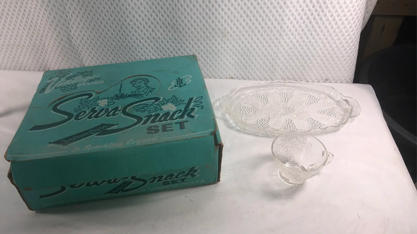 Anchor Glass Crystal Serva-Snack Set in Original Packaging