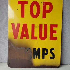 Vintage Top Value Stamps Metal Sign, Some Damage 20"X28" (Once Was A Double Sided Sign)