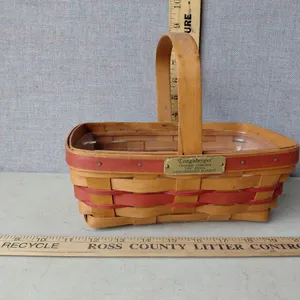 1990 Longaberger Christmas Collection Gingerbread Basket W/Protector (Cracked), Handle Has Damage 10