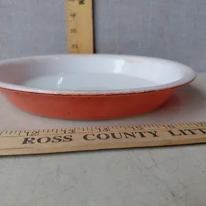 Vintage Pyrex 9" Pie Plate Pink Flamingo Color, Needs Cleaned/3 Small Chips