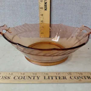 Vintage Imperial Glass Pink Depression Double Handle Serving Bowl 10"X9"X3.25"