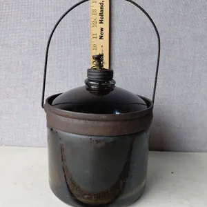 Vintage/Antique The Cleveland Metal Products U.S.A. Stove Kerosene Glass Jar (An External Gravity Fe