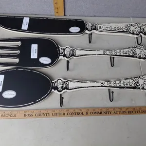 Knife, Fork, & Spoon Wall Decor Chalkboard W/Hooks