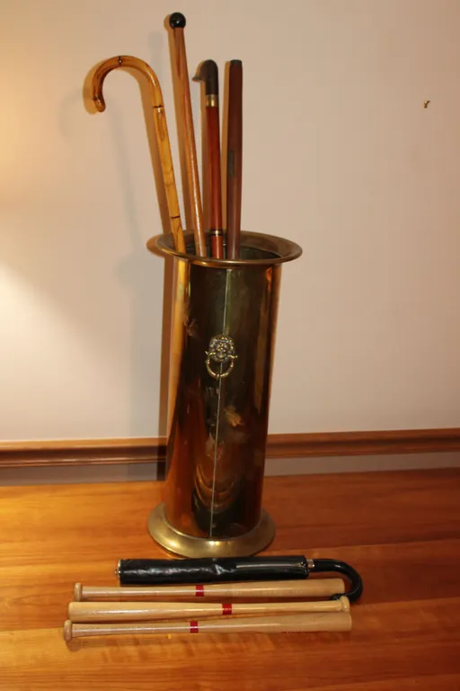 Brass Umbrella Stand, Canes & Bats