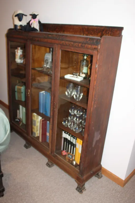 Antique Empire Glass Door Bookcase
