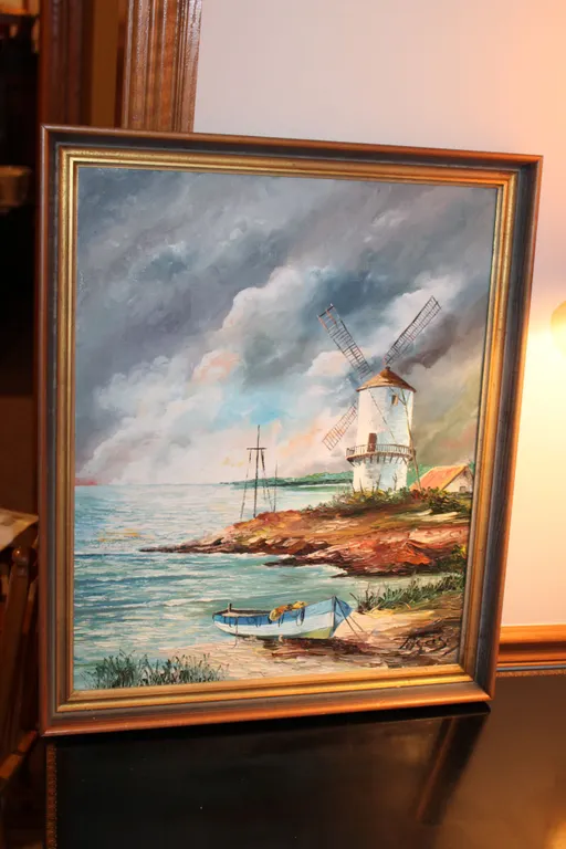 Tugasey Windmill Seascape Painting
