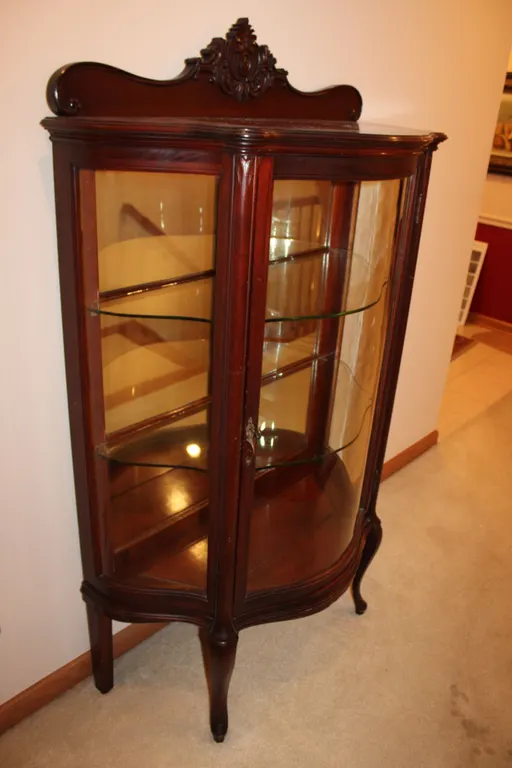 Antique Curved Glass Curio Cabinet