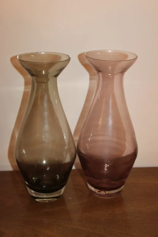 Smoke & Amethyst Art Glass Vases