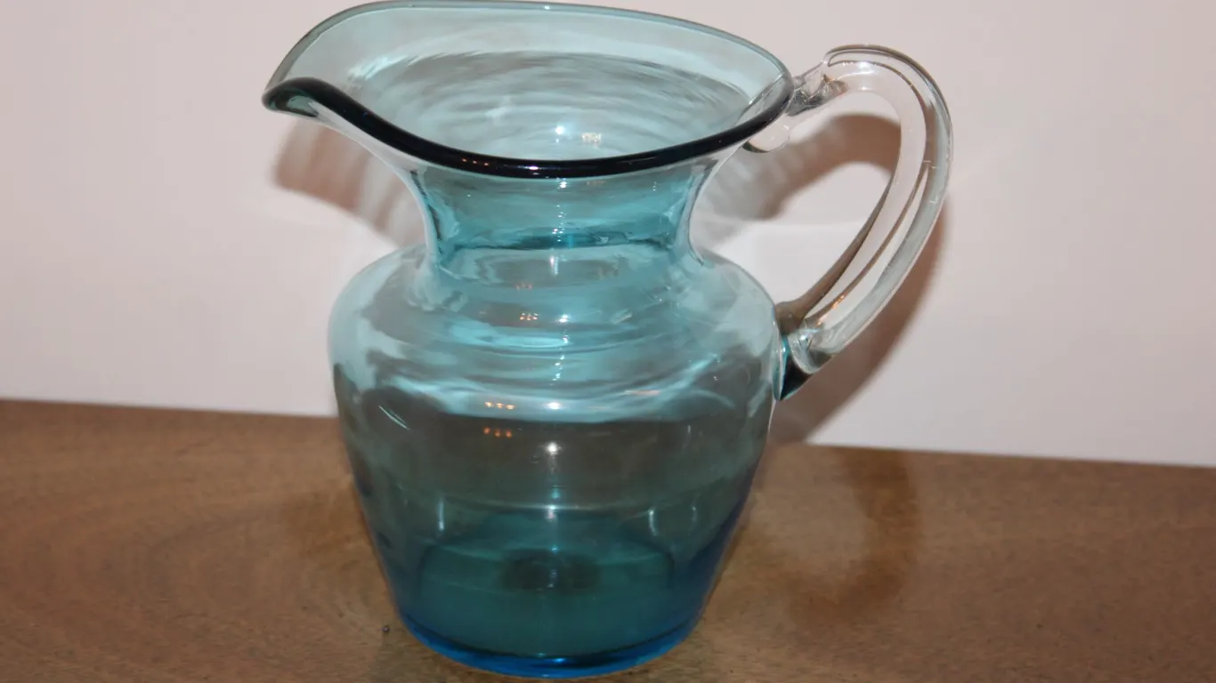 Blue Art Glass Pitcher