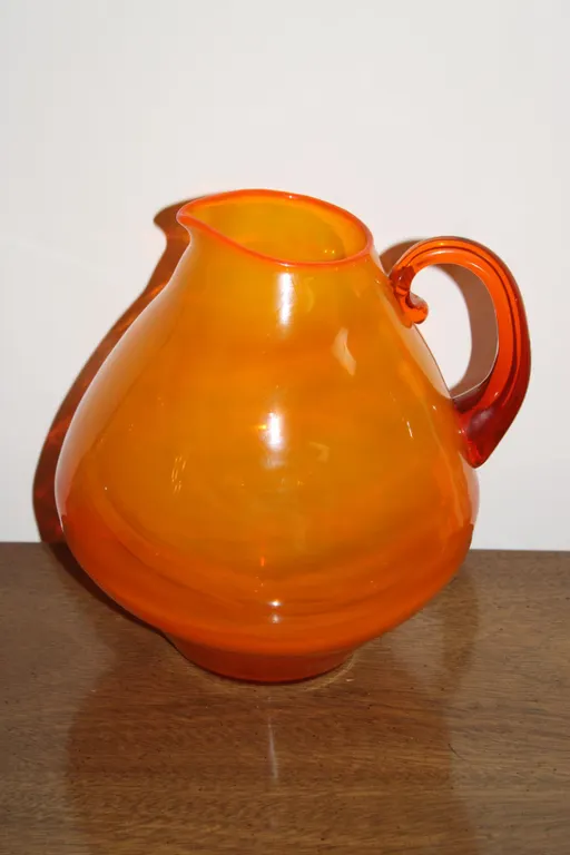 Orange Art Glass Pitcher