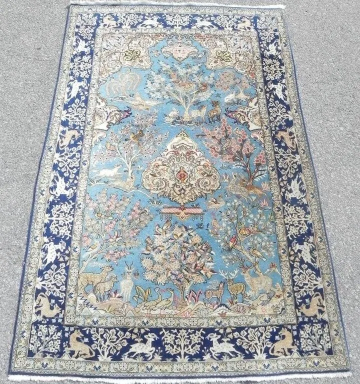 HAND KNOTTED PERSIAN WOOL PICTIRIAL RUG / CARPET