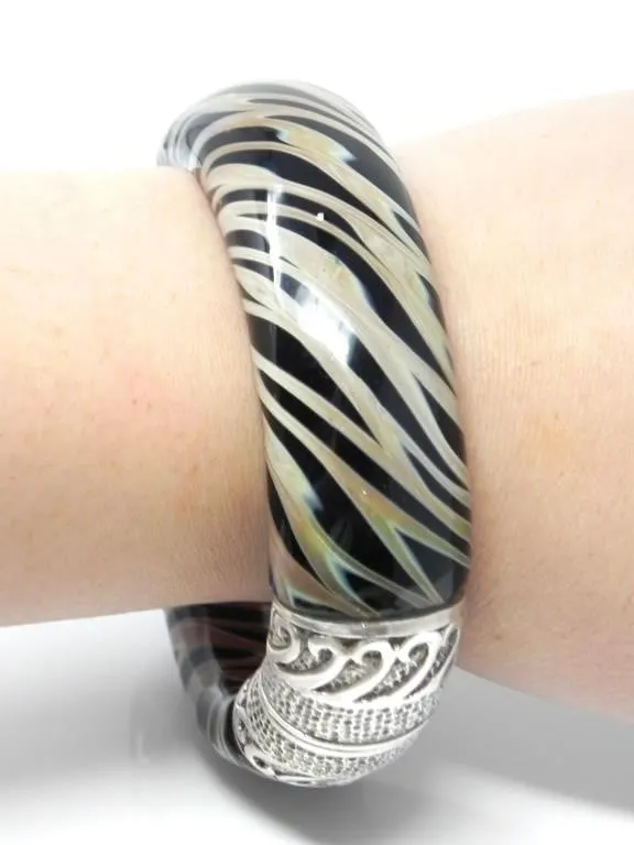KEVIN O'GRADY BLOWN GLASS STERLING SILVER CUFF