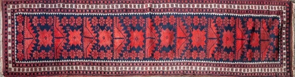 HAND WOVEN TRIBAL RUNNER RUG 103"X24.5"W