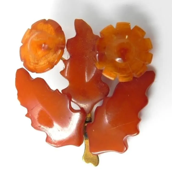 HEAT TREATED AMBER FLOWER PIN 6.30g