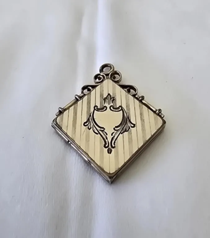 Antique Watch Fob Square Photo Locket