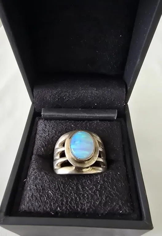 Opal Sterling Silver Ring size 8.5