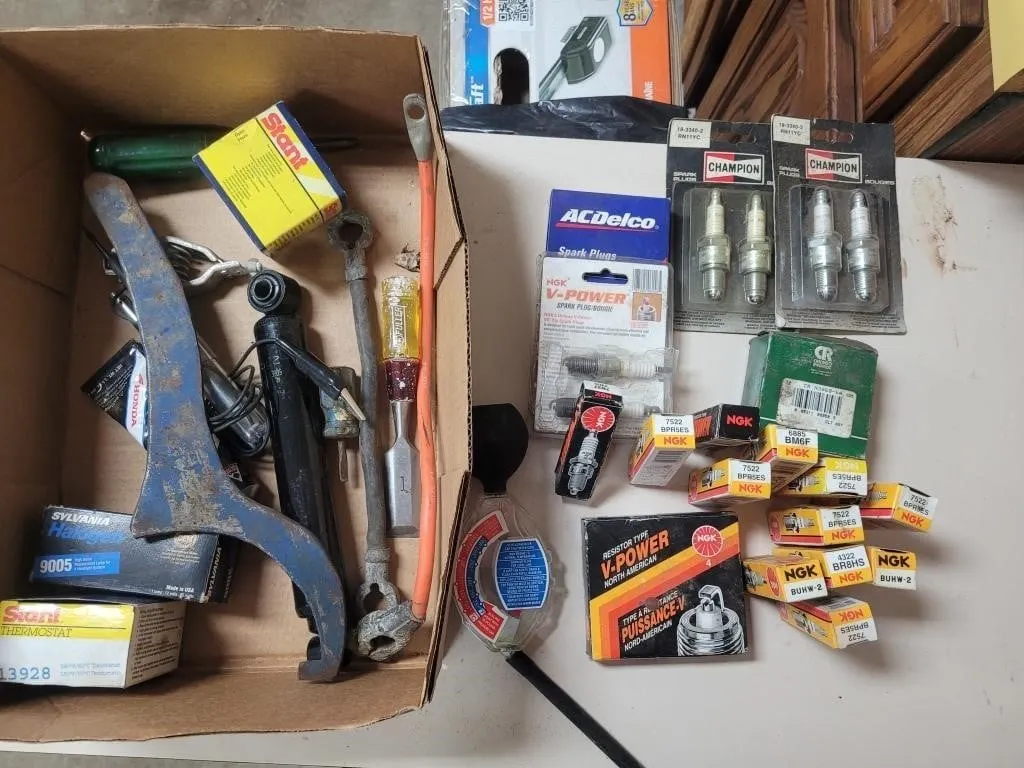 Spark Plugs, Thermostats, Antifreeze Tester, &