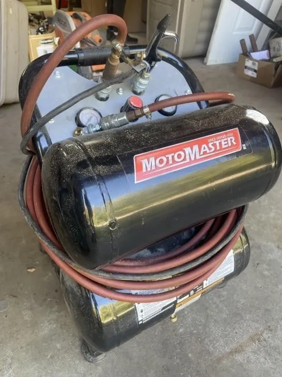 MotoMaster dual-tank portable air compressor. 1.5