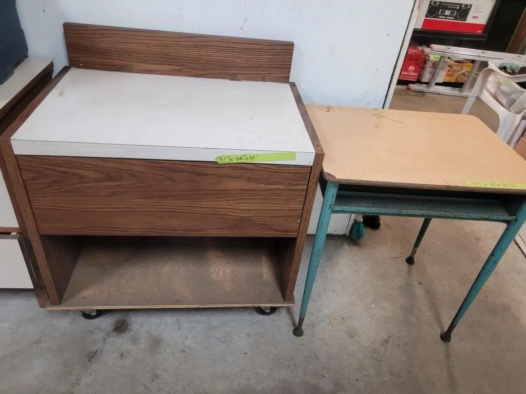 Rolling Cabinet & Student Desk