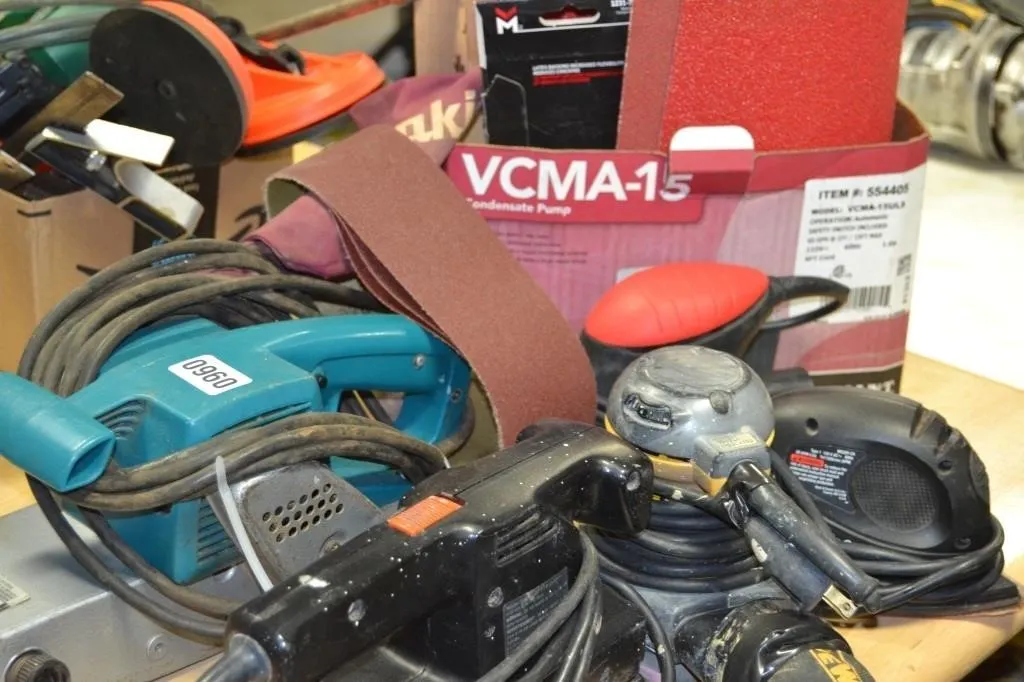 3 palm sanders , sheet sander, belt sander