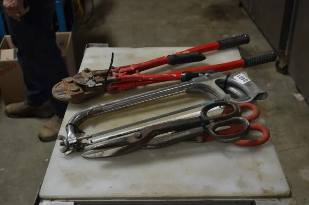 3 tin snips , 2hack saws , 2 bolt cutters