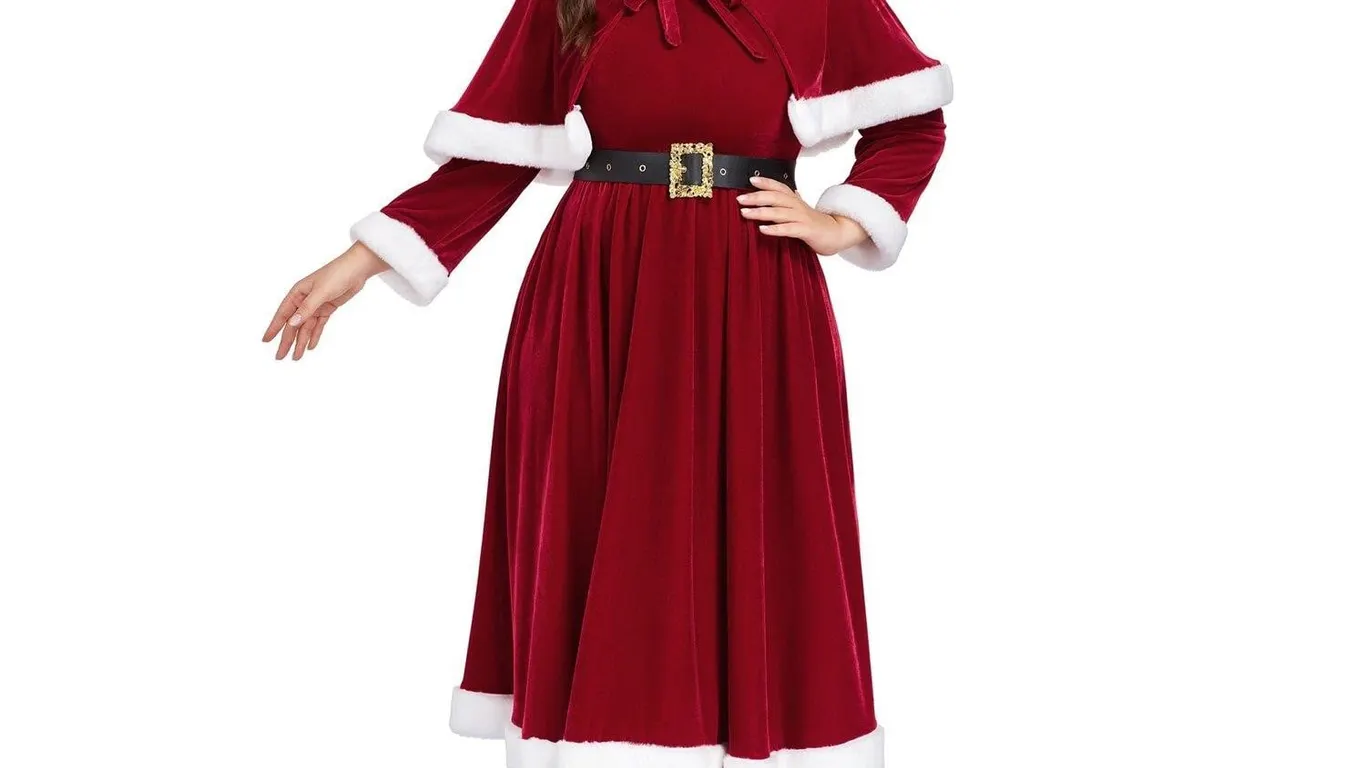Abalagu Mrs Claus Costume 3pc Set Red XL