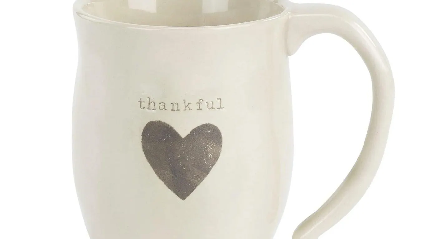 Demdaco Thankful Heart Stoneware Mug 16 oz