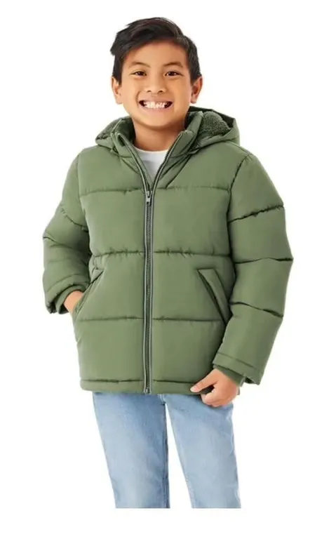 Boys Puffer Jacket Olive Green Size XL