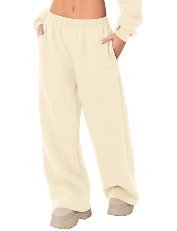 Lomon Wide Leg Sweatpants Apricot XL