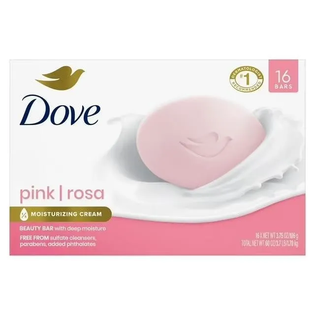 Dove Beauty Bar Soap Pink 3.75 oz 16ct