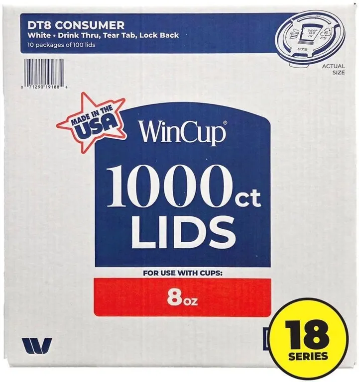 WinCup 18 Series Drink Thru Lids 8 oz 1000ct