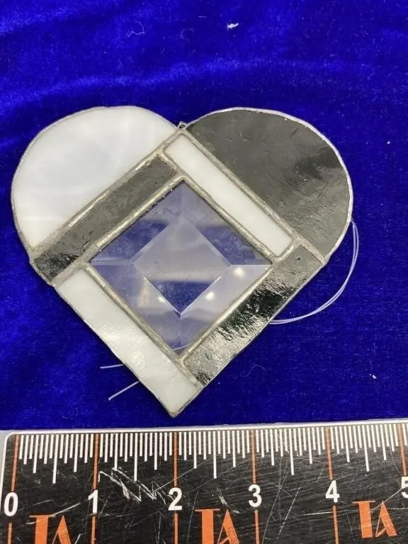 Stained Glass Heart Suncatcher with Beveled Prism