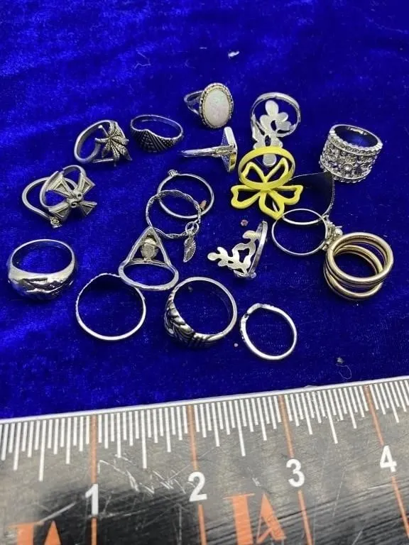 Assorted costume rings, various styles