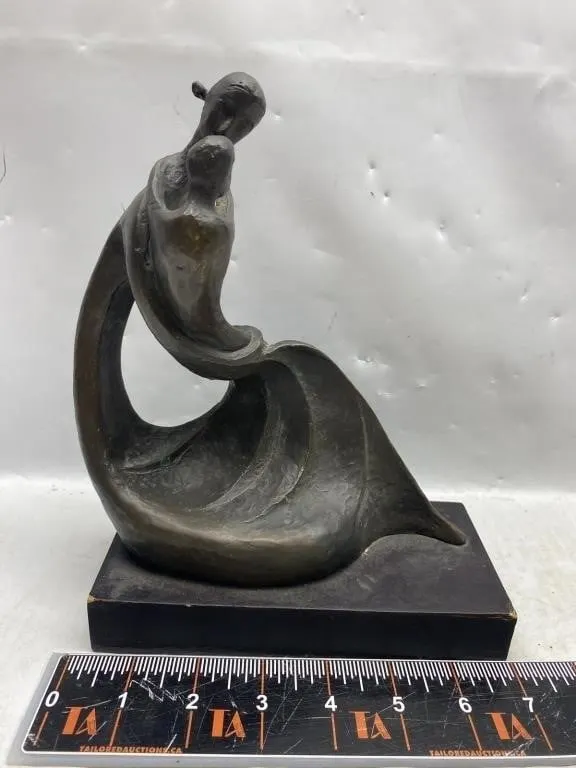 Bronze Sculpture of Mother Holding Child