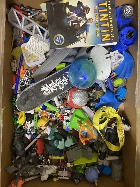 Mixed Toy Lot: Figures, Blocks & Tintin Book