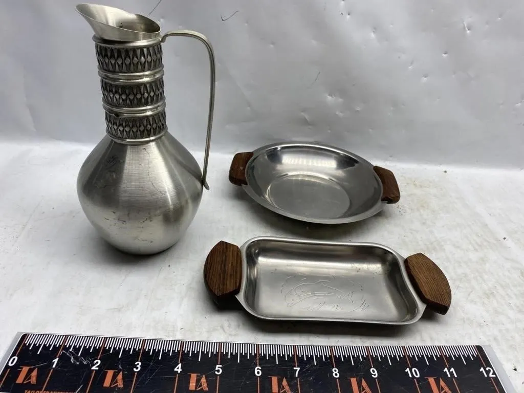 Stainless Steel Pitcher & Pewter Dishes, Lundtofte