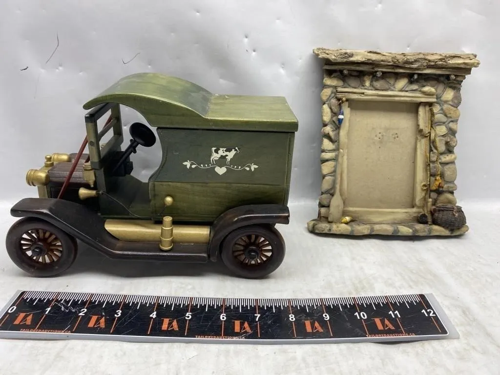 Wooden Model T Delivery Truck & Stone-Style Frame