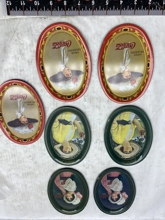 Lot of 7 Vintage Coca-Cola Advertising Tip Trays