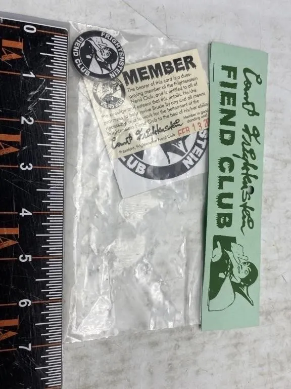 Frightenstein Fiend Club Membership Card & Pin