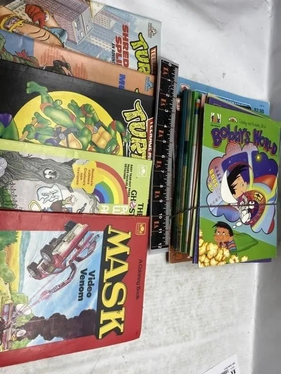 Vintage Coloring Book Lot: TMNT, MASK, Bobby's