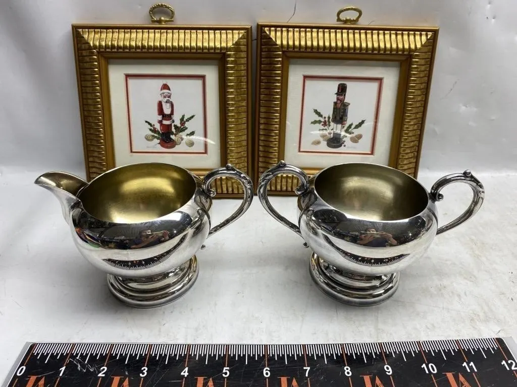Viking Plate Creamer & Sugar Bowl w/ Nutcracker