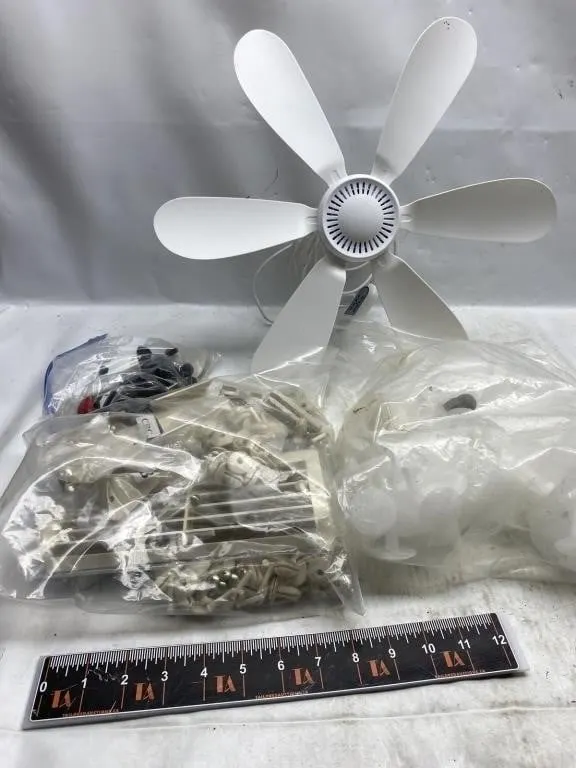 White Ceiling Fan with Assorted Parts