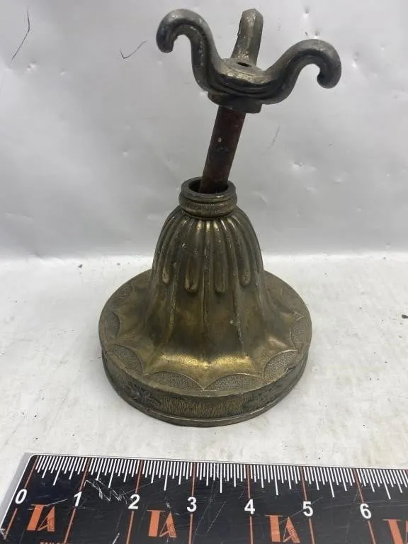 Antique Brass Lamp Base with Fluted Bell Design