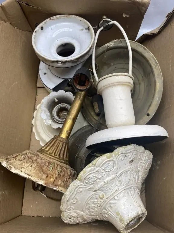 Lot of Antique Light Fixture Parts
