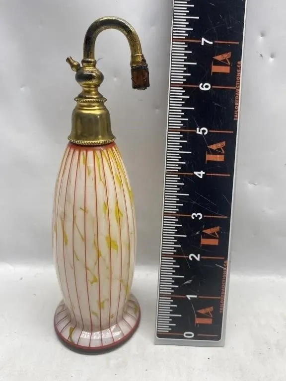 Art Glass Perfume Atomizer, Brass Fittings