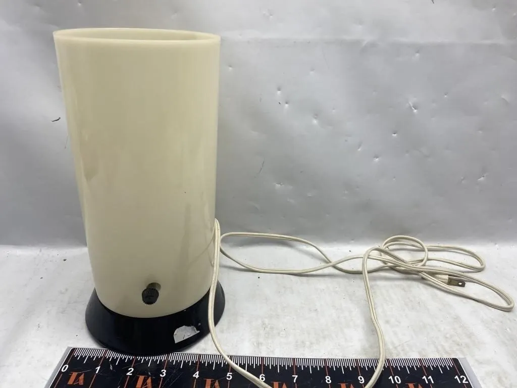 Vintage Cylinder Table Lamp with Black Base