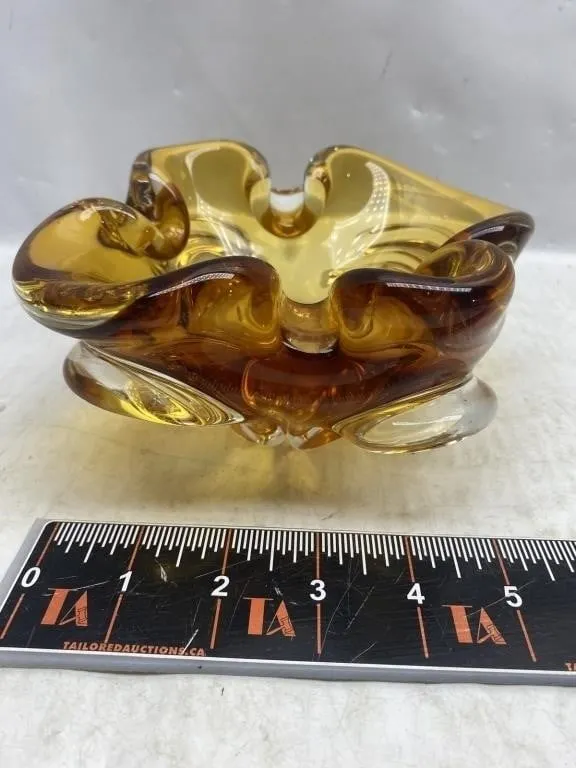 Amber Art Glass Freeform Bowl