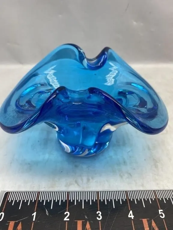 Blue Art Glass Freeform Bowl/Vase