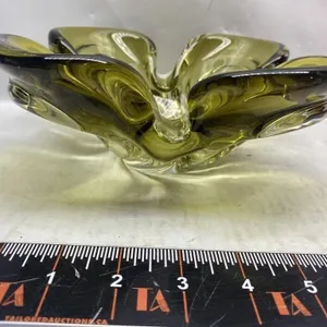 Olive Green Art Glass Ashtray/Dish